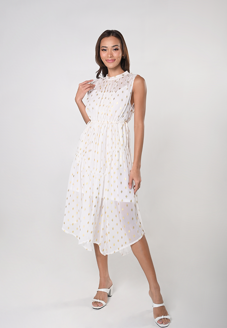 12 Days Of Christmas Golden Ring Sleeveless Dress (White/Gold)