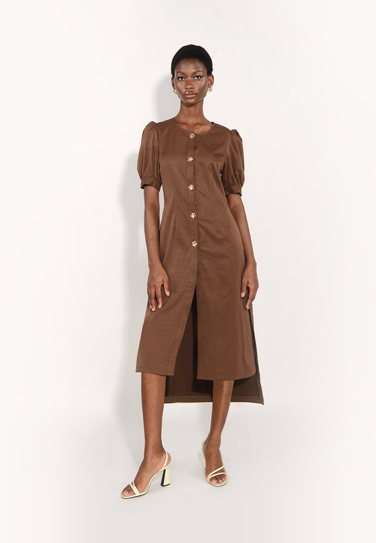 Archetype Elphaba Short Sleeve Dress (Brown) Plains & Prints Archetype Elphaba Short Sleeve Dress (Brown) Plains & Prints