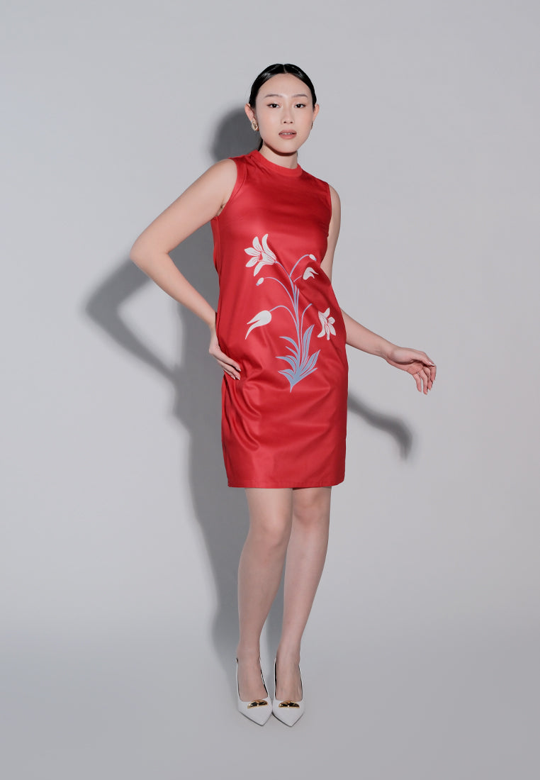 plains and prints red dress Holiday 2025 Ikshan Sleeveless Dress (Red)