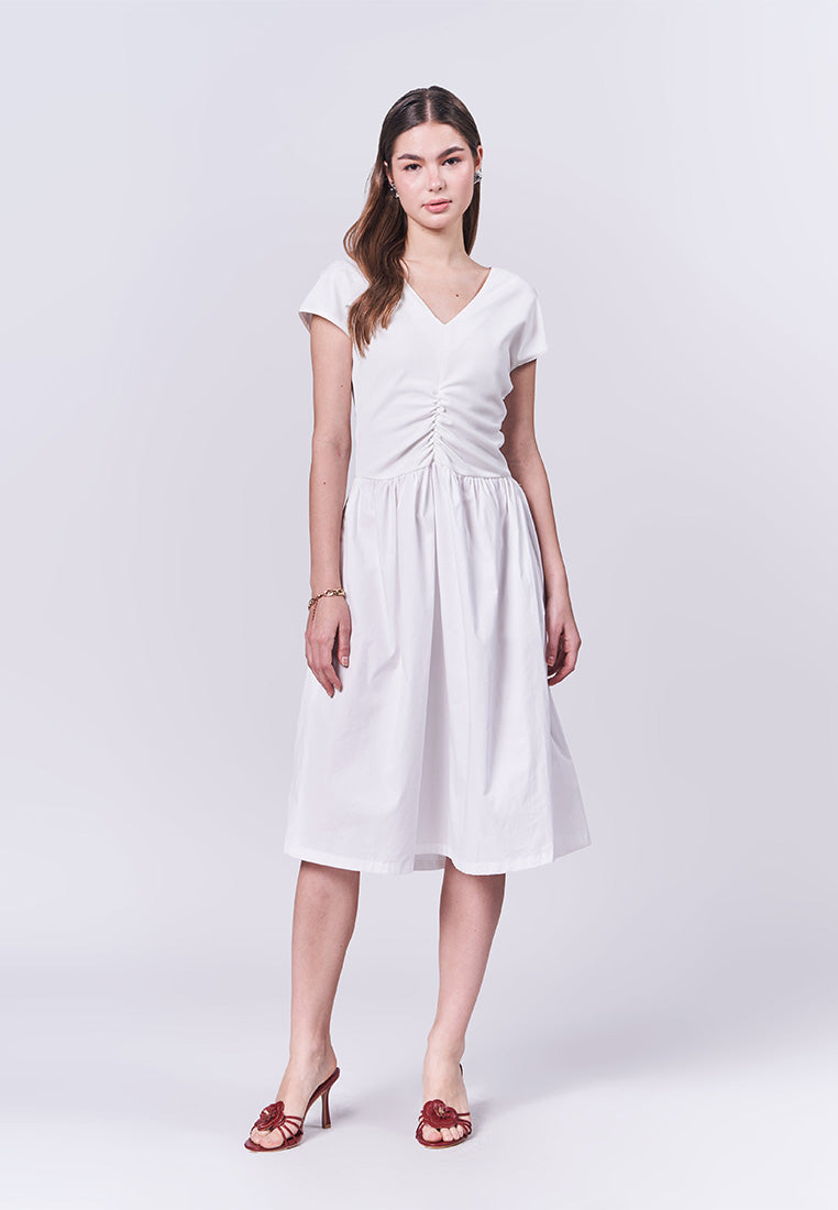 Julliard Short Sleeve Dress (Off-white) Plains & Prints Julliard Short Sleeve Dress (Off-white) Plains & Prints