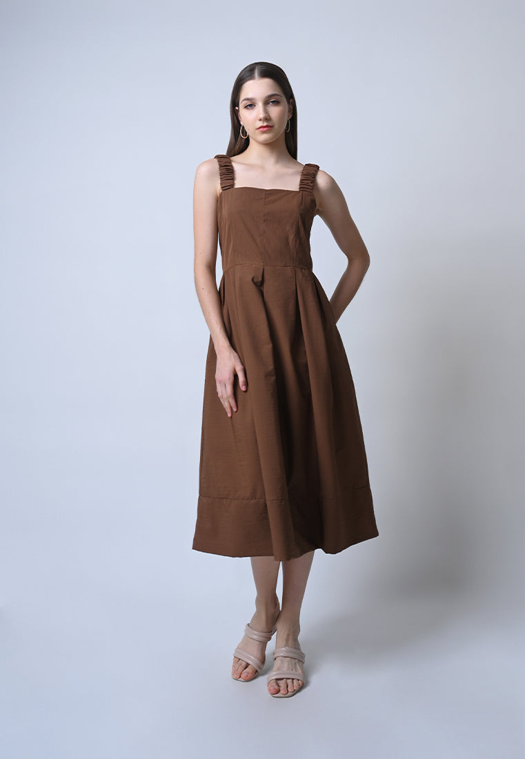 Fluent Sleeveless Dress (Brown) – Plains & Prints