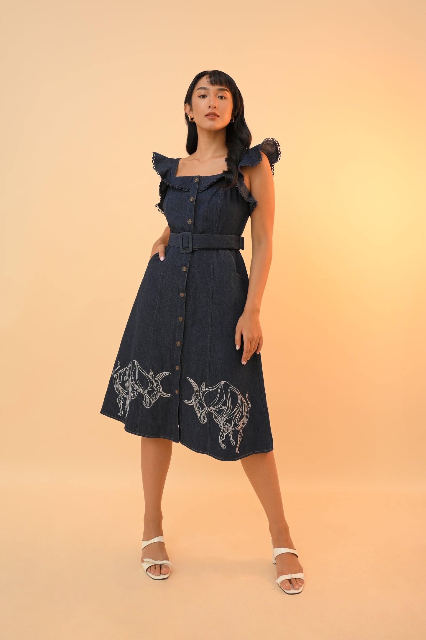 Ox Sleeveless Dress Summer Dresses (Blue Denim)