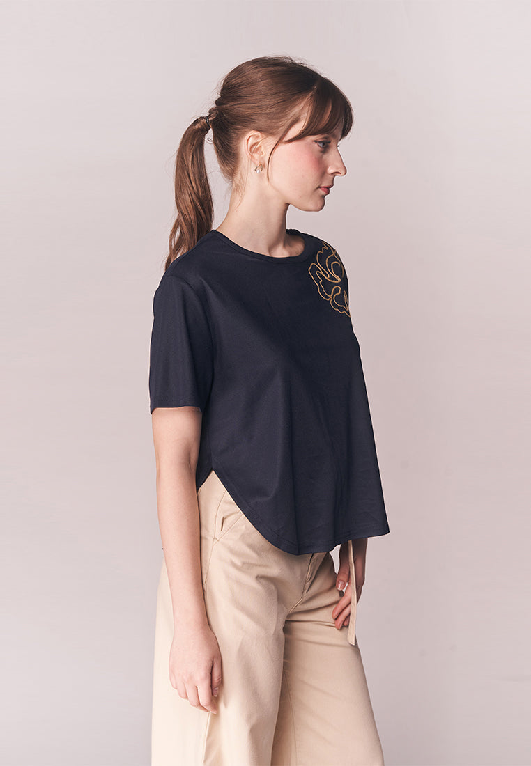 Solstice Bellona Short Sleeve Shirt Top (Navy)