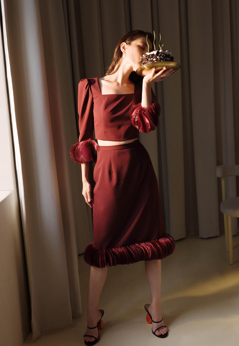 Plains & Prints X Michael Leyva Naomie Long Sleeve Top (Burgundy)