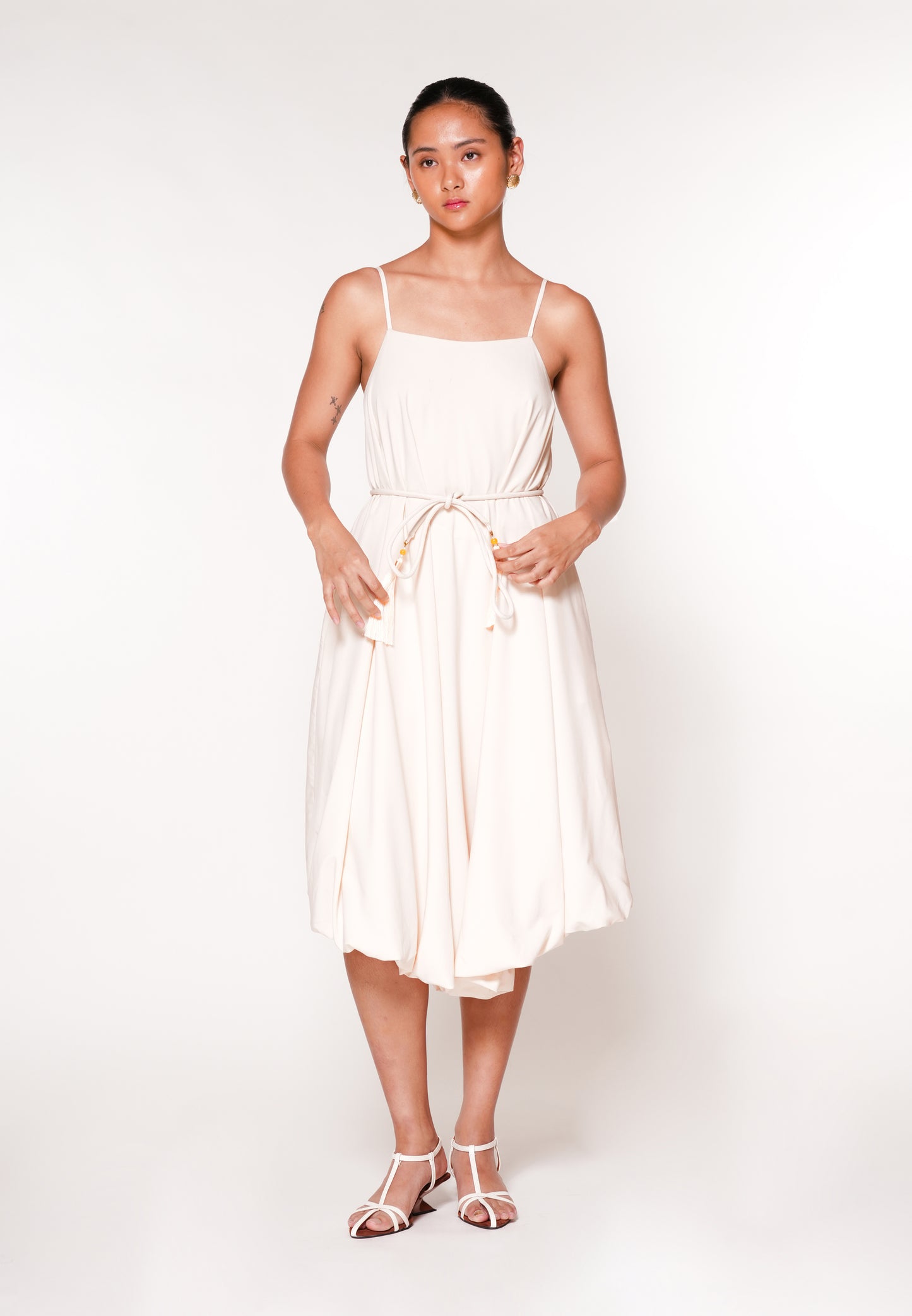 Raf Jockey Sleeveless Dress W/ Belt (Cream)