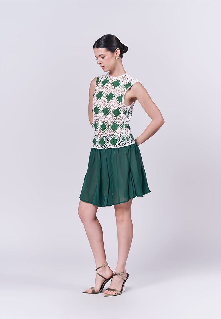 Summer Dresses 2025 Kiwi Sleeveless Dress (Green/White) Plains & Prints Summer Dresses 2025 Kiwi Sleeveless Dress (Green/White) Plains & Prints