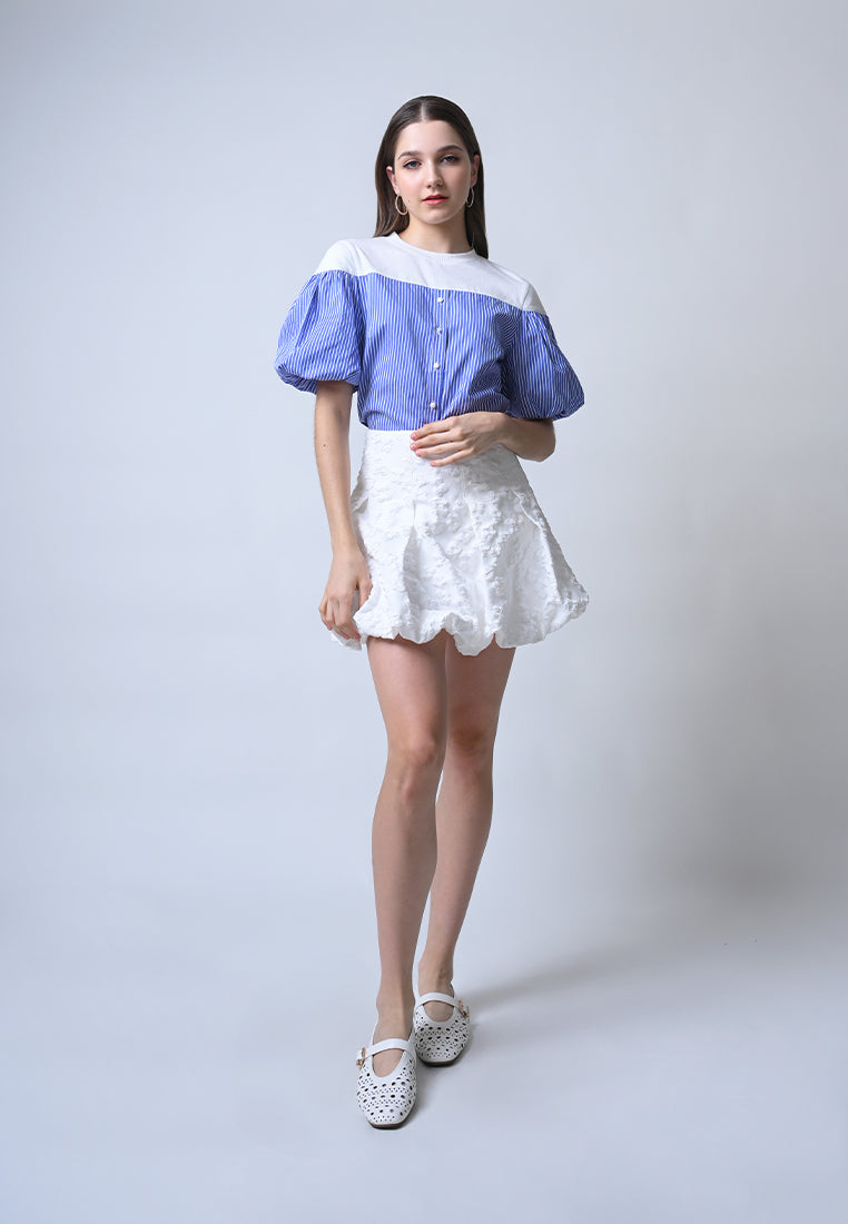Flux Short Sleeve Top (White/Blue)