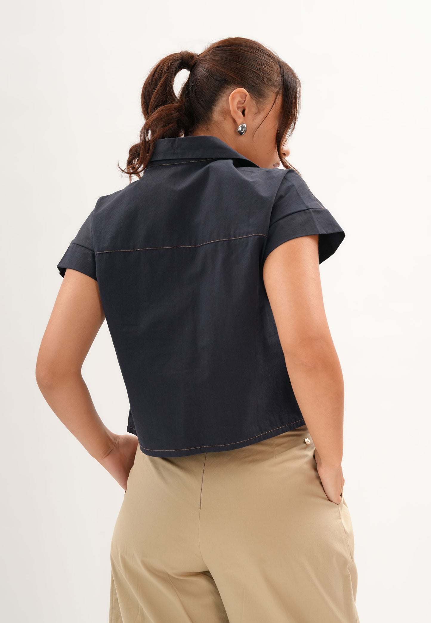 Folarin Short Sleeve Top (Navy)