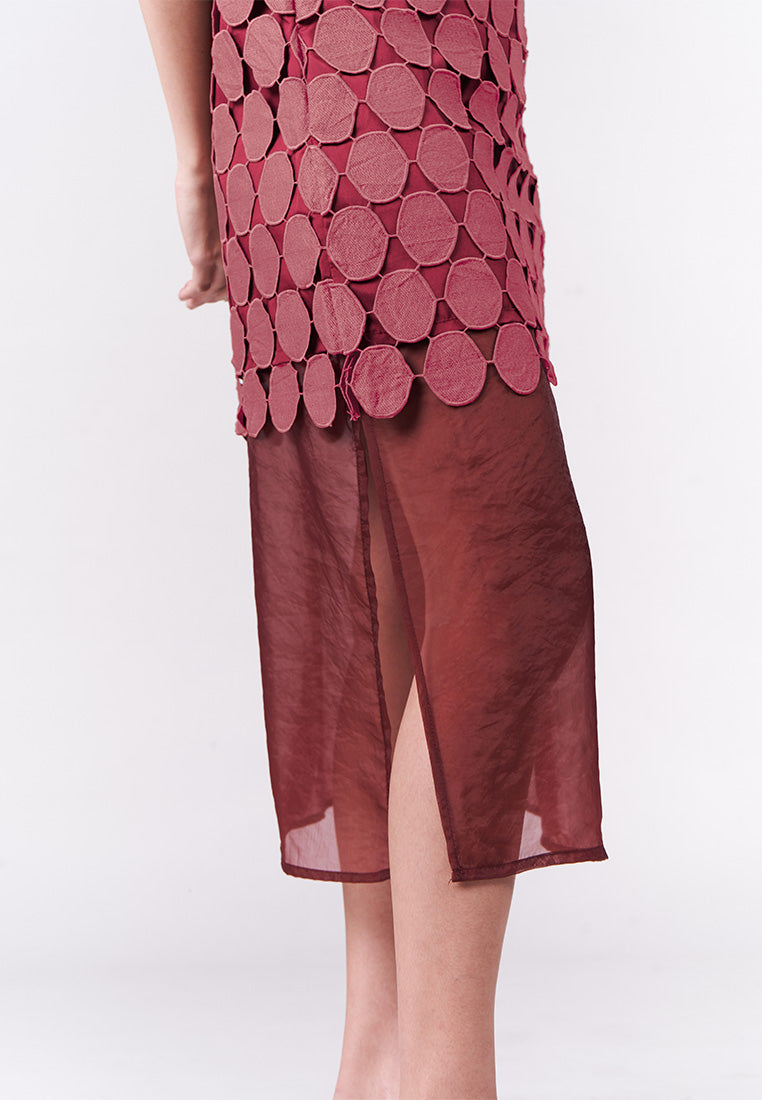 Holiday Dresses Lava Sleeveless 2-In-1 Dress (Burgundy)