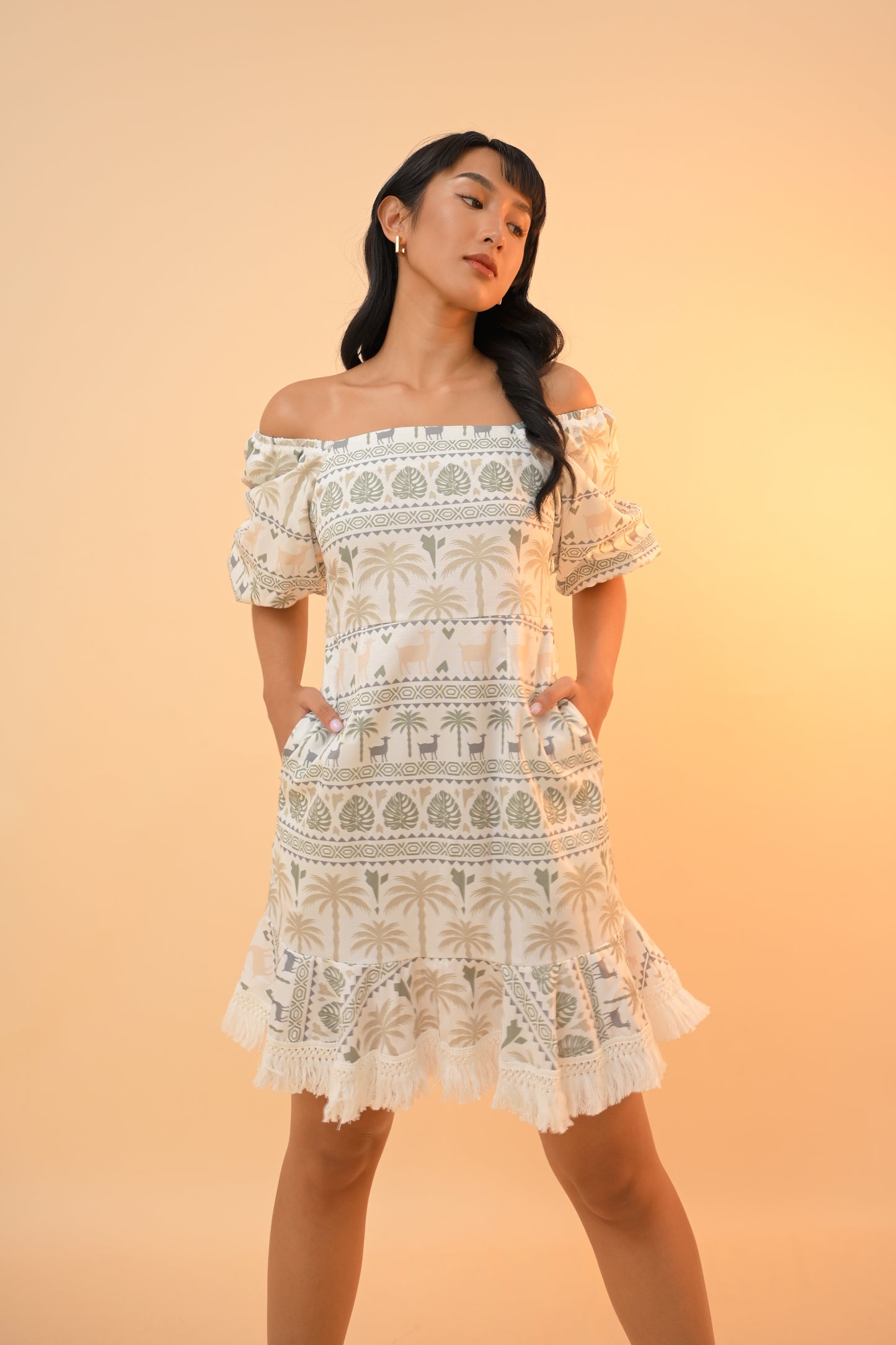 Goat Short Sleeve Dress Summer Dresses (Multi)