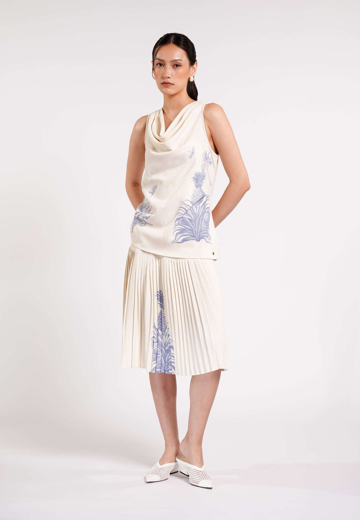 Cameron Sleeveless Top (Spot Print Cream)