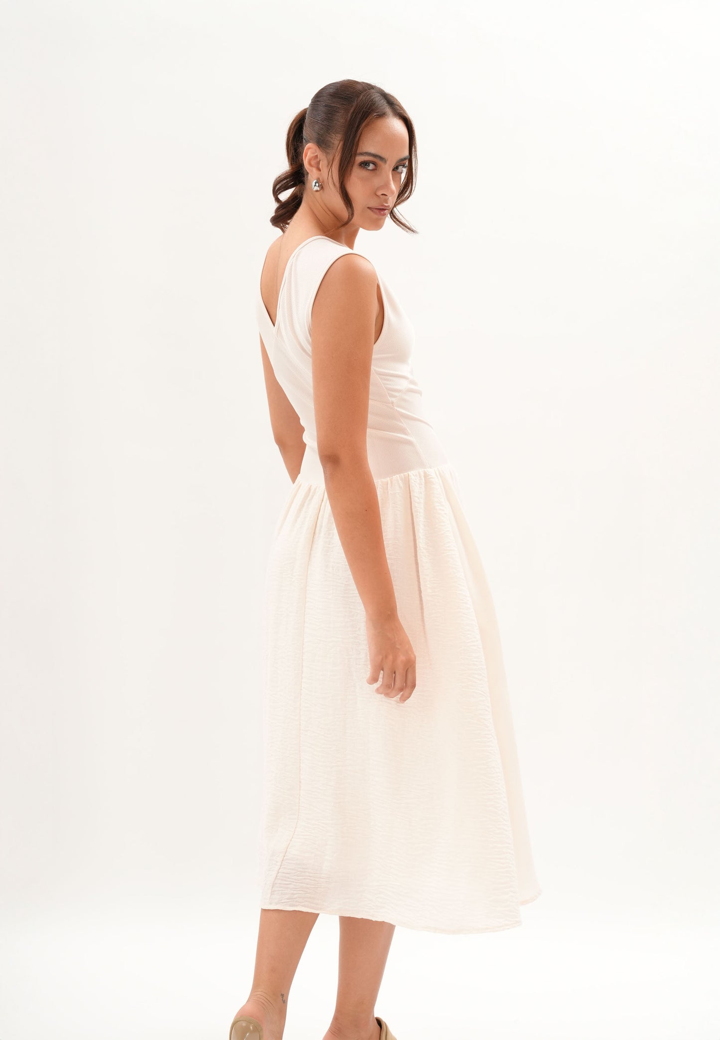 Famine Sleeveless Dress (Spot Print Cream)