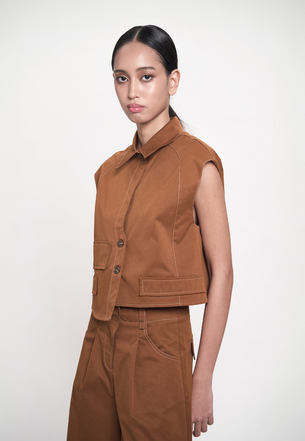 Gaella Extended Sleeve Top (Toffee)