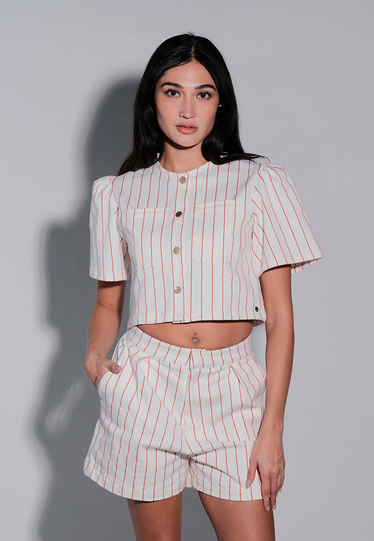 Holiday 2025 Jentrie Short Sleeve Top (Red/White)