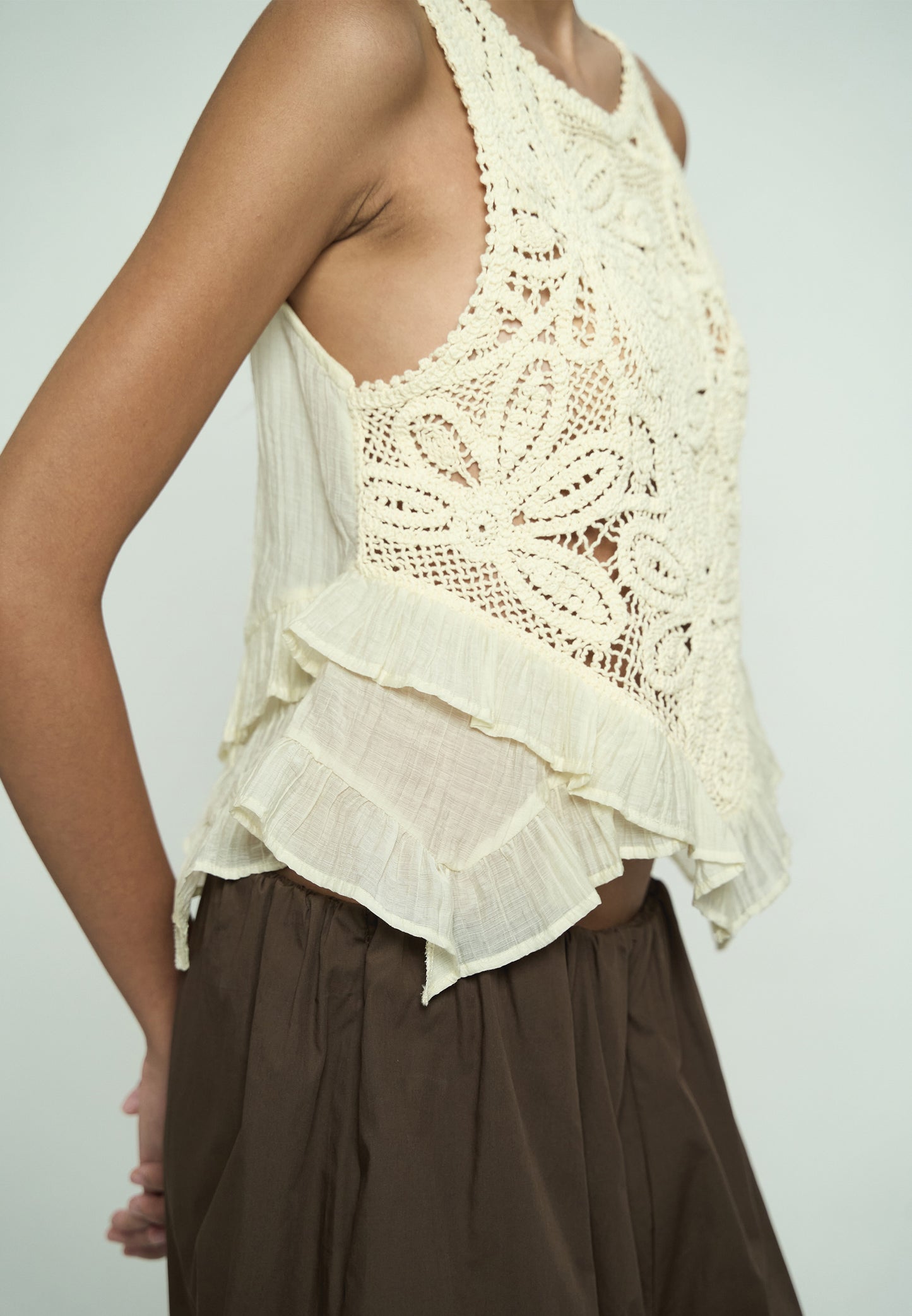 Gandham Sleeveless Top (Cream)