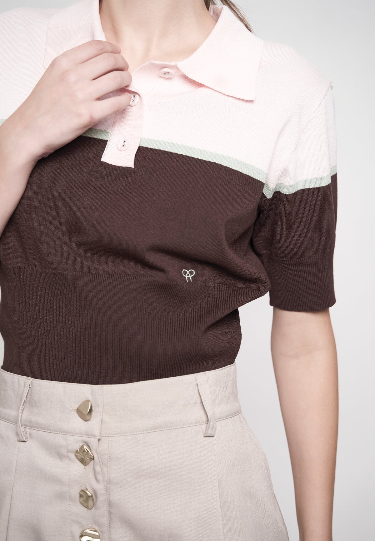Giffy Short Sleeve Top (Pink/Brown)
