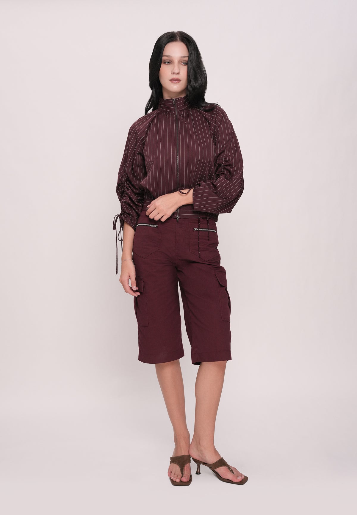 Huxlei Long Sleeve Top (Striped Plum)