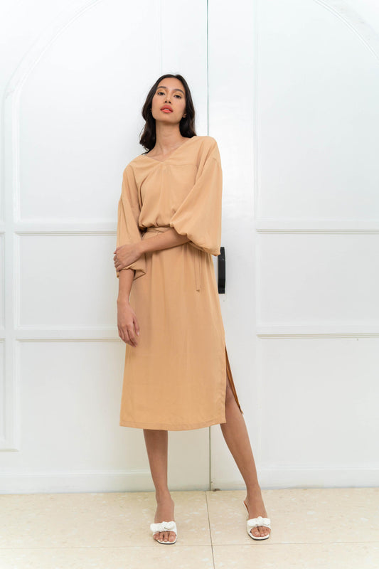 Multi-Wrap Coords Kimm Multiway Short Sleeve Dress (Beige)