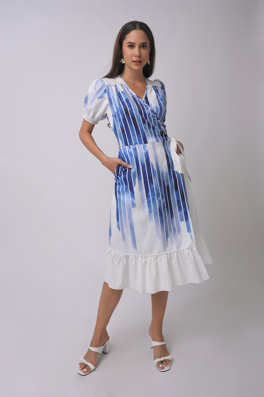 Airee Wrap Short Sleeve Dress (Multi)