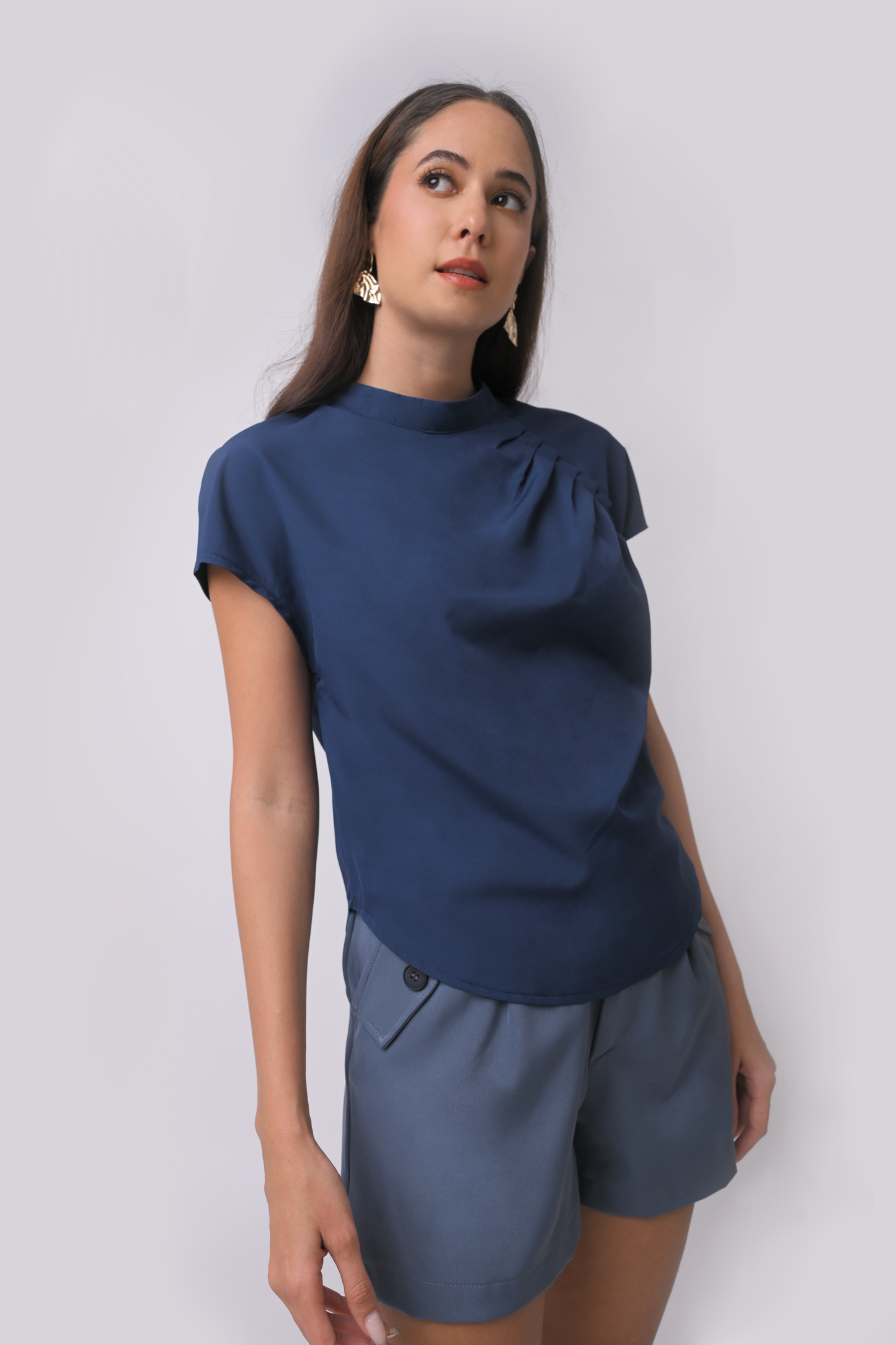 Alexa Short Sleeve Top (Navy Blue)