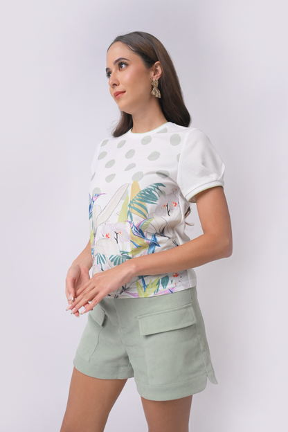 Aria Short Sleeve Shirt Top (Multi)