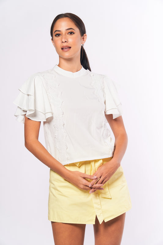 Analogous Brie Short Sleeve Top (Offwhite)