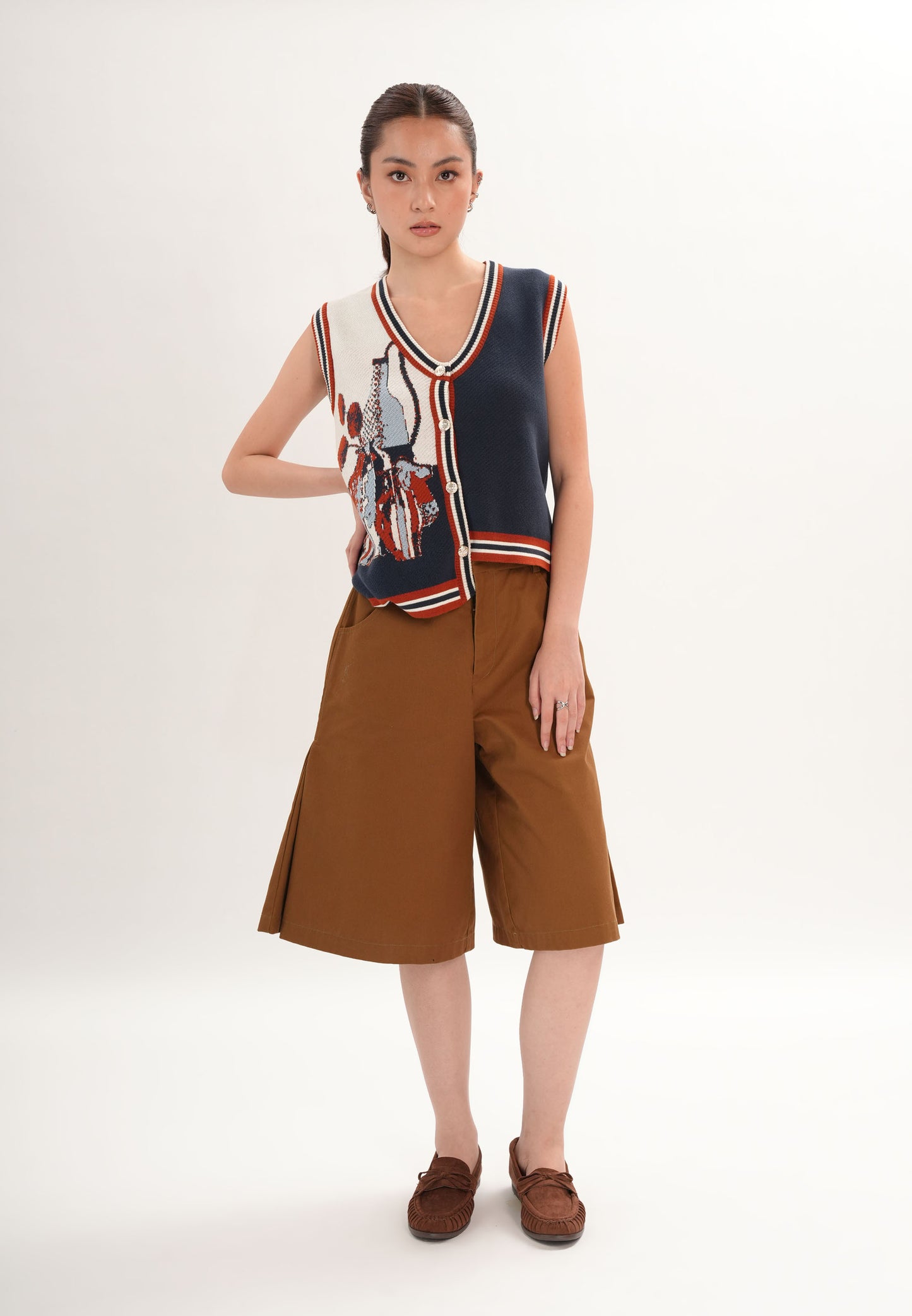 Farah Sleeveless Top (Spot Print Navy)