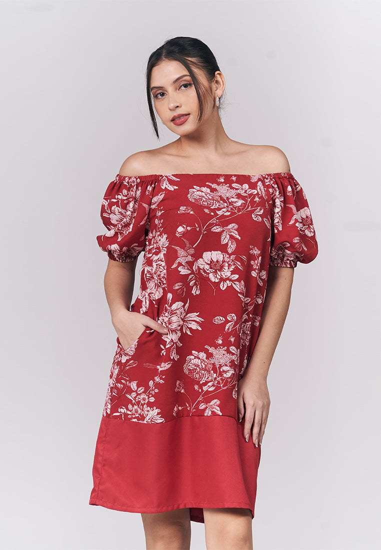 Idriss Short Sleeve Dress (Red) - Main Image