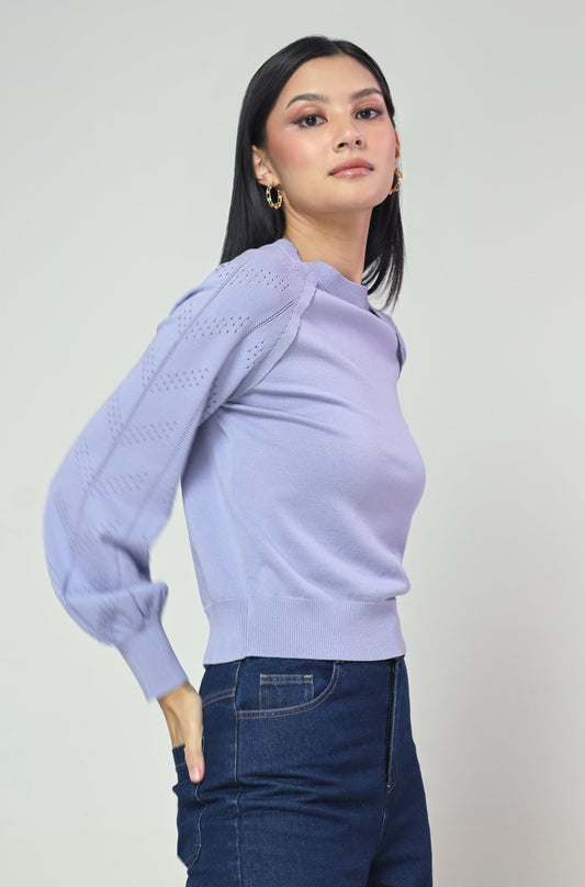 Terrain Ivorie Long Sleeve Sweatshirt Top (Lilac)
