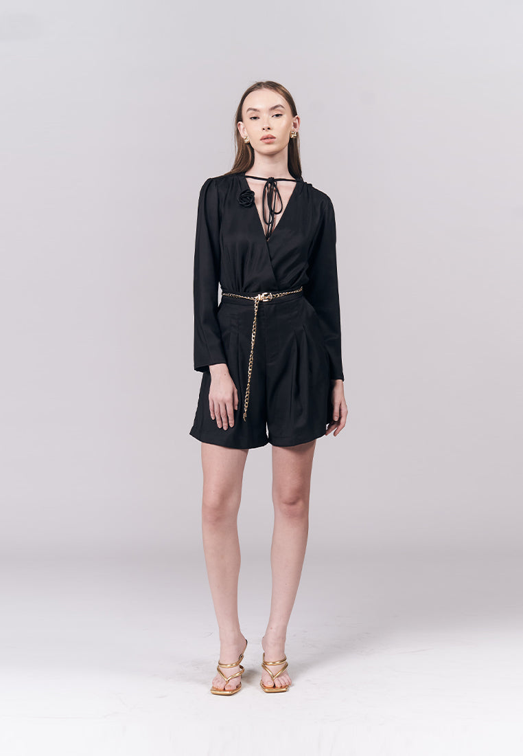 Jeanette Long Sleeve Top (Black)