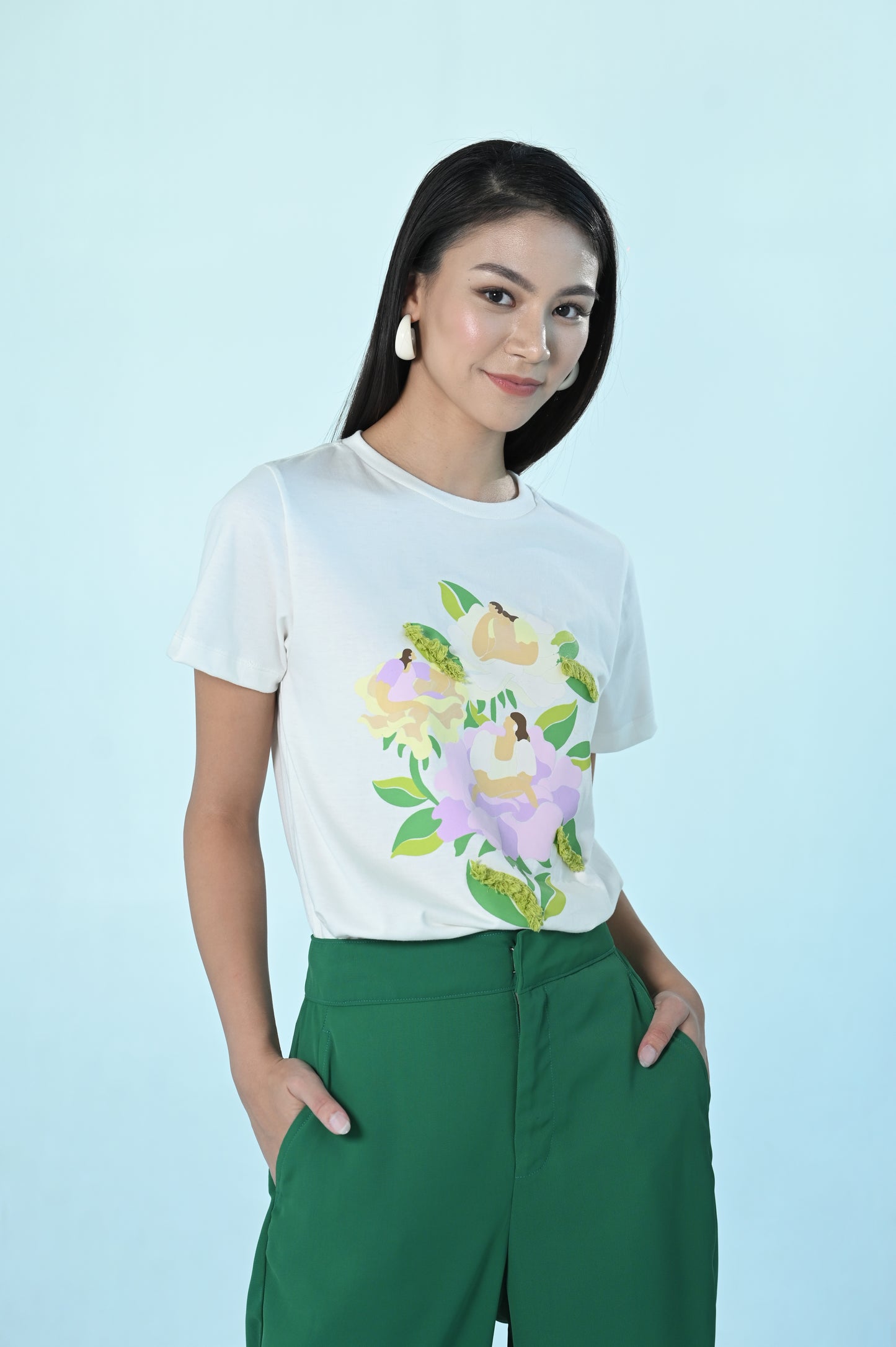 Femininities Kindness Short Sleeve Shirts Top (Off-White)