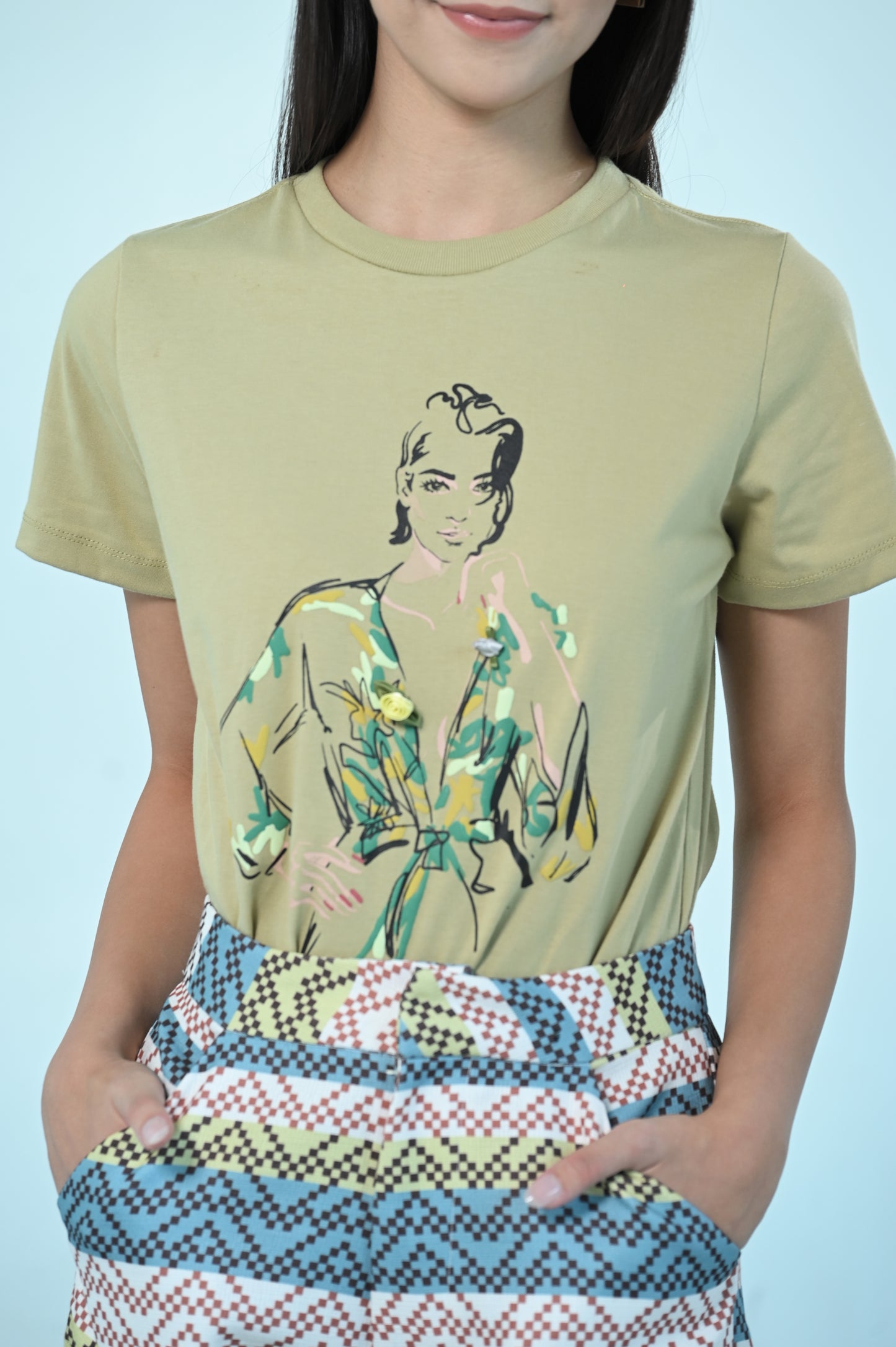 Femininitees Finesse Short Sleeve Shirts Top (Avocado)