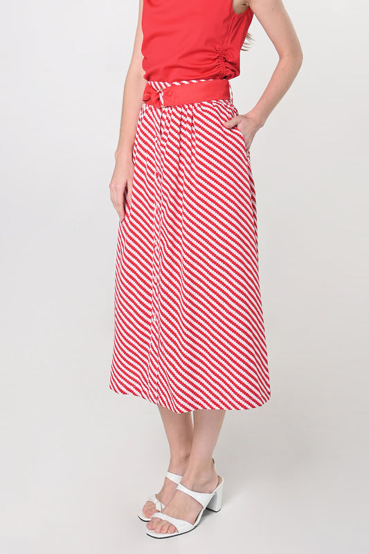 Secret Garden Jhane Skirt W/ Belt (Red/White)