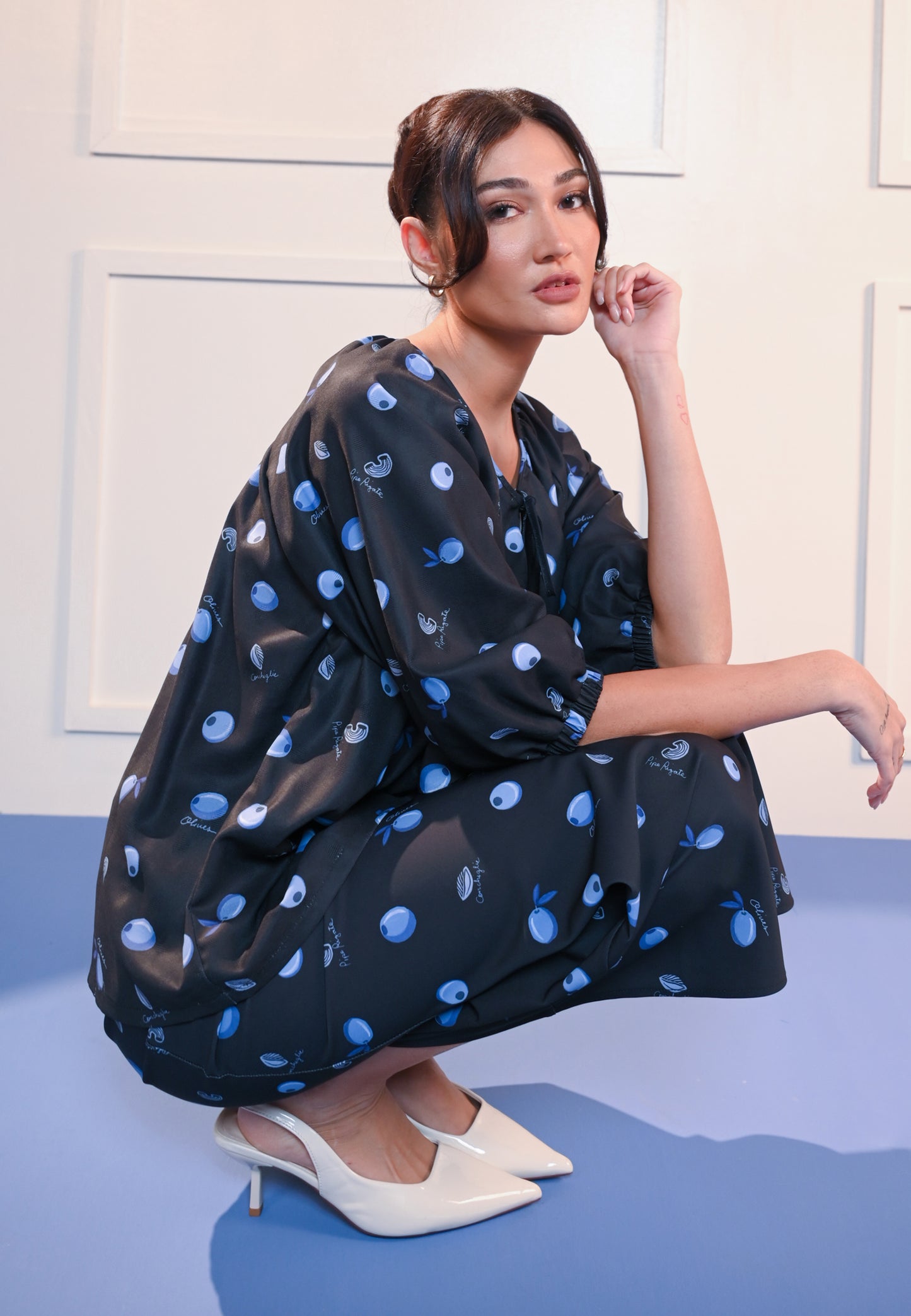 Holiday 2025 Idinna Quarter Sleeve Top (Printed Black)