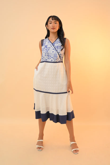 Rat Sleeveless Dress - Summer Dresses (Navy/White)