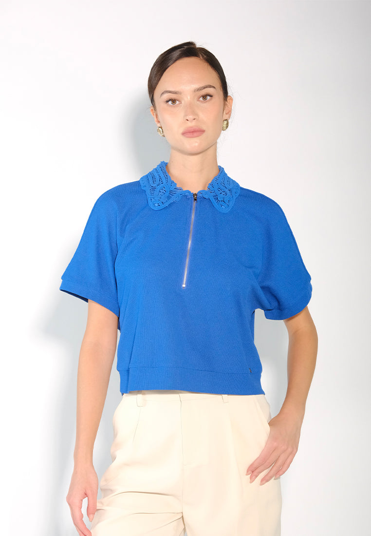 Sari- Sari Aklan Short Sleeve Top (Blue)