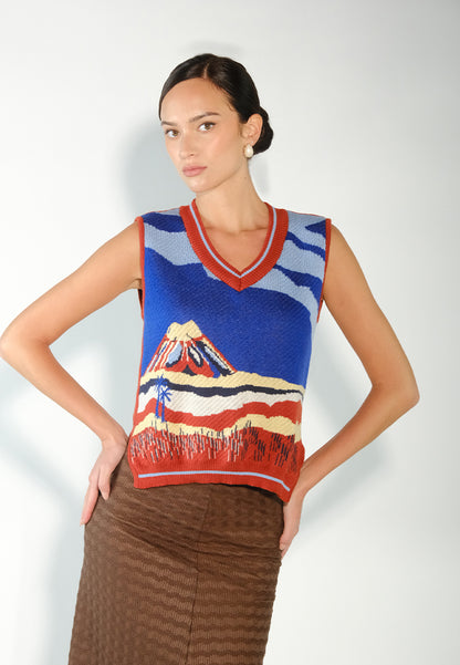 Sari- Sari Albay Sleeveless Top (Printed Rust)