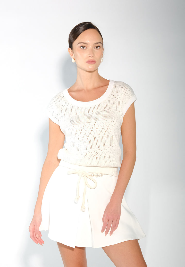 Sari- Sari Allona Short Sleeve Top (Off-white)