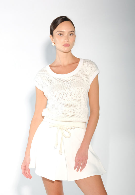 Sari- Sari Allona Short Sleeve Top (Off-white)