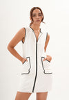Archetype Refined Alloy Sleeveless Dress (White/Black)