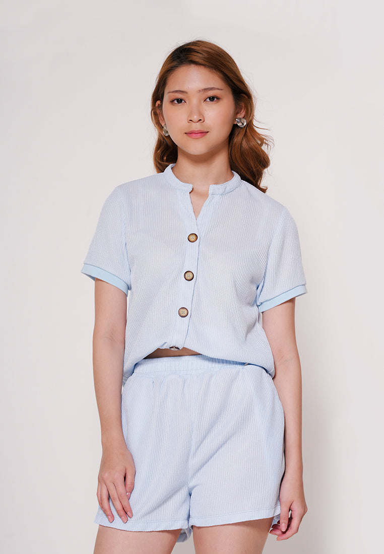 Amder Short Sleeve Top (Light Blue)