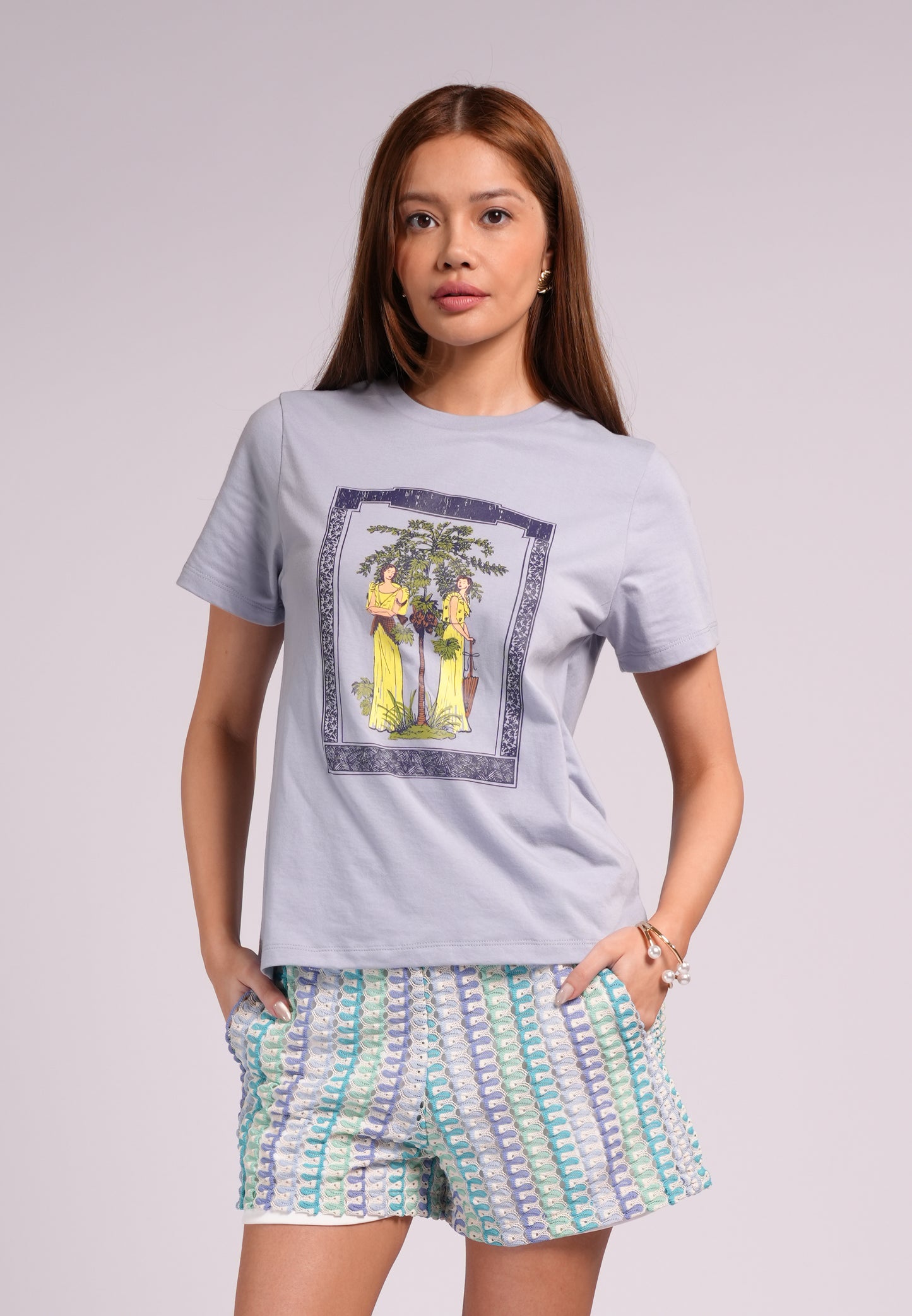 Summer Tees 2026 Amparo Short Sleeve Shirts Top (Lt.Blue)