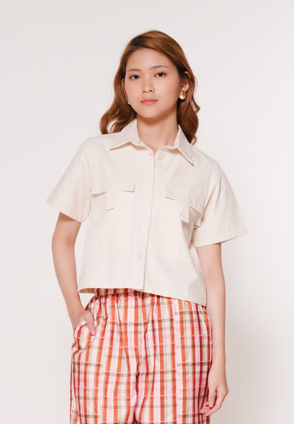Andrix Short Sleeve Top(Cream)