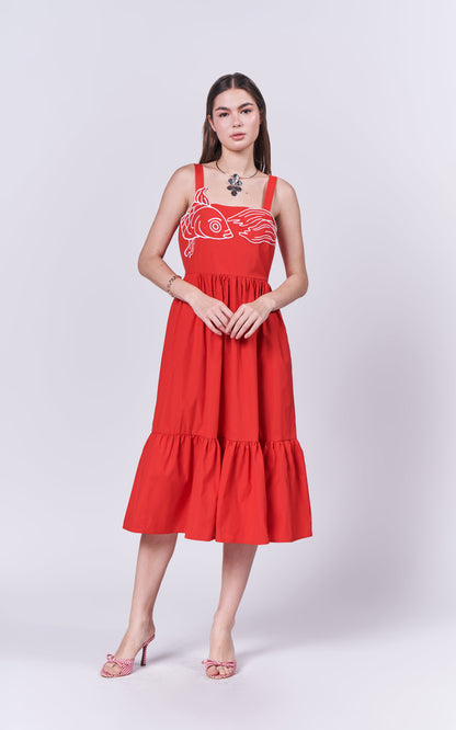 Almare Anemone Sleeveless Dress (Red)