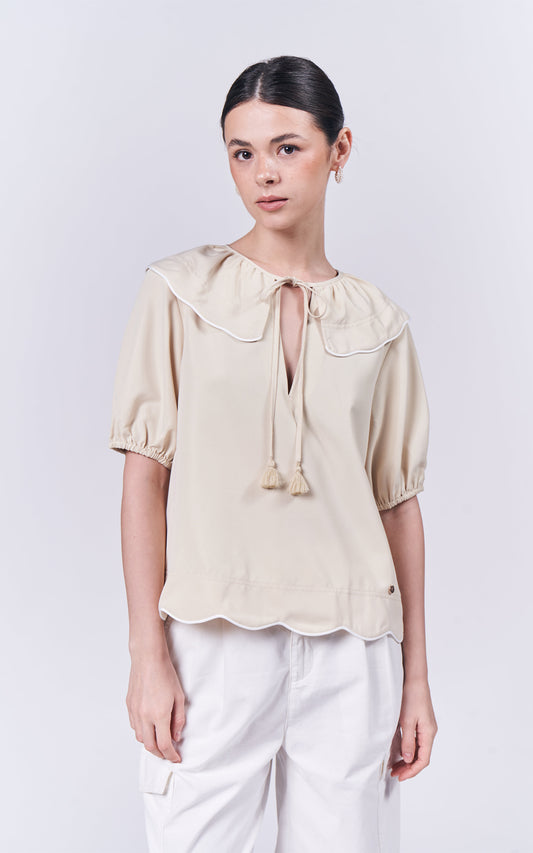 Almare Annaheim Short Sleeve Top (Butter)