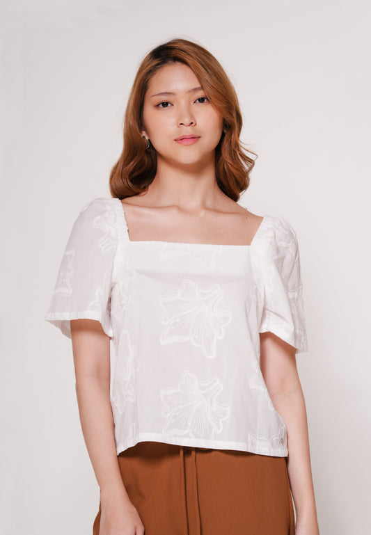 Antory Short Sleeve Top (Off white)