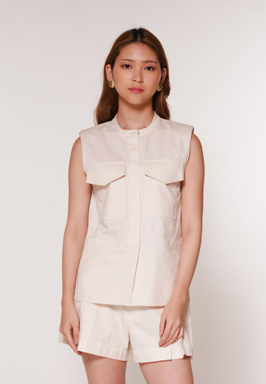 Archie Sleeveless Top (Cream)