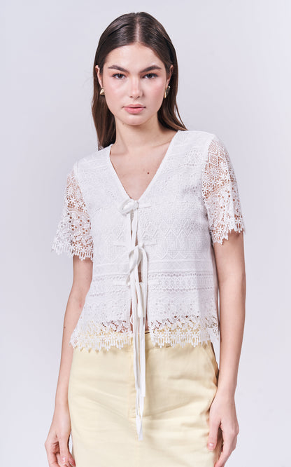 Almare Arella Short Sleeve Top (White)