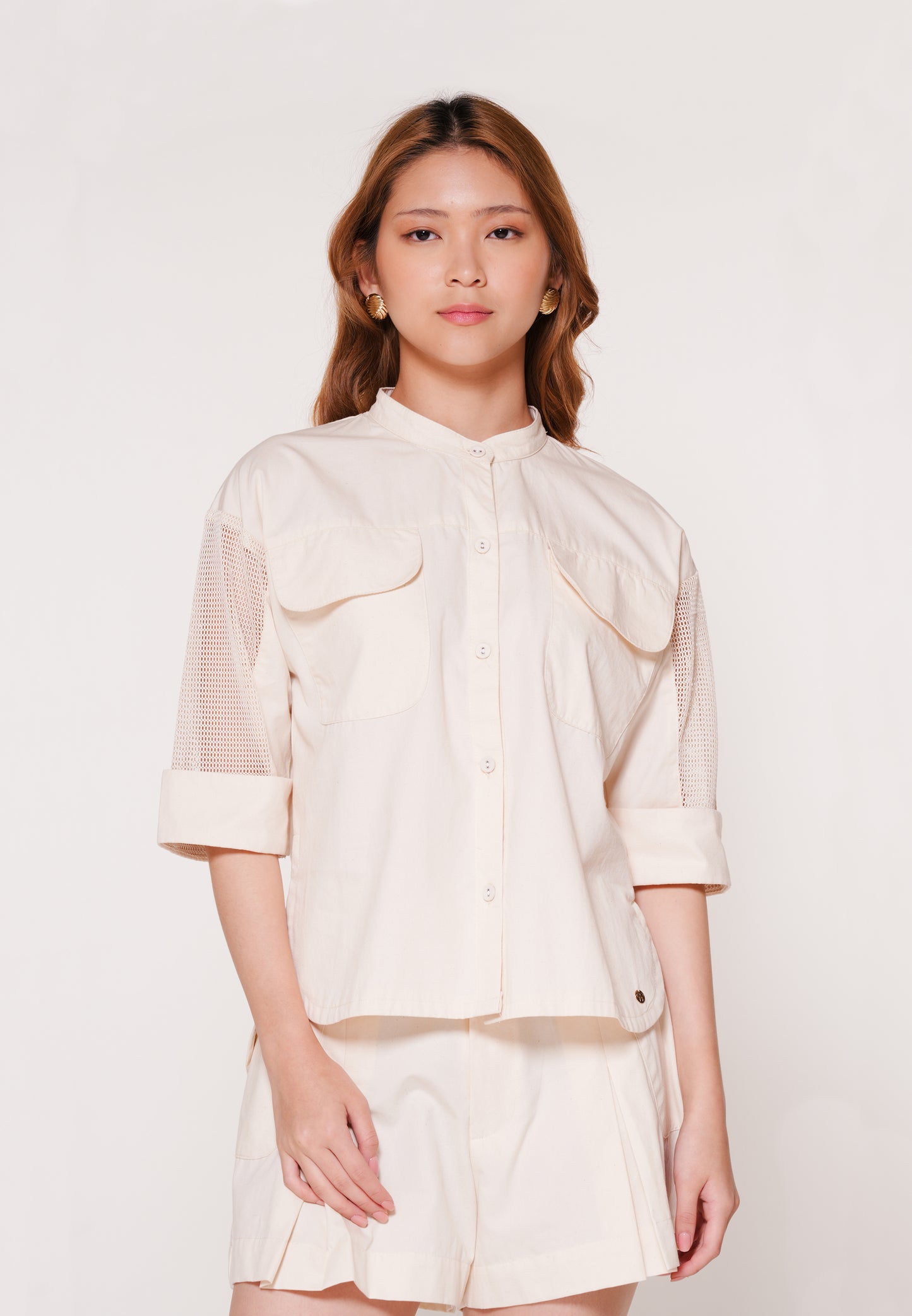 Aris Quarter Sleeve Top (Cream)