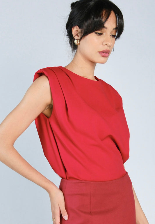 Mark Bumgarner X Vania Romoff For Plains & Prints Ava Sleeveless Top (Red)